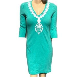 LILLY PULITZER Tidewater Tunic Dress Green Soutache Neckline Size S Small